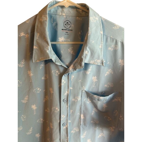 Mountain and Isles Men's Light Blue Short Sleeve Collared Shirt ~ Men's Size XXL - Picture 2 of 8